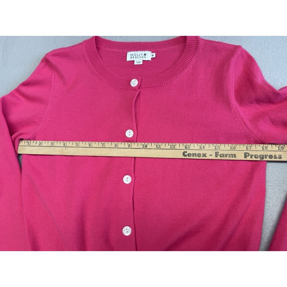 Molly Bracken Hot Pink Button Crop Long Sleeve Sweater Cardigan Medium - Picture 6 of 10